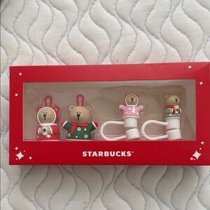 Rare Starbucks Bearista Christmas Cup and Straw cover set from Mexico 🇲🇽